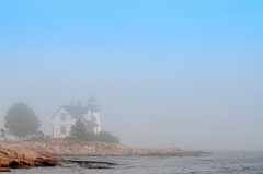 Fog Rolls in by Prospect Harbor Lighthouse in Maine